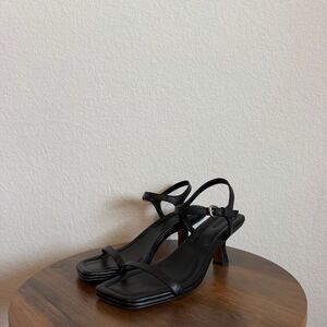 Vince Coco Leather Heeled Sandal Black Strappy Kitten Heel Square Toe Women’s 10